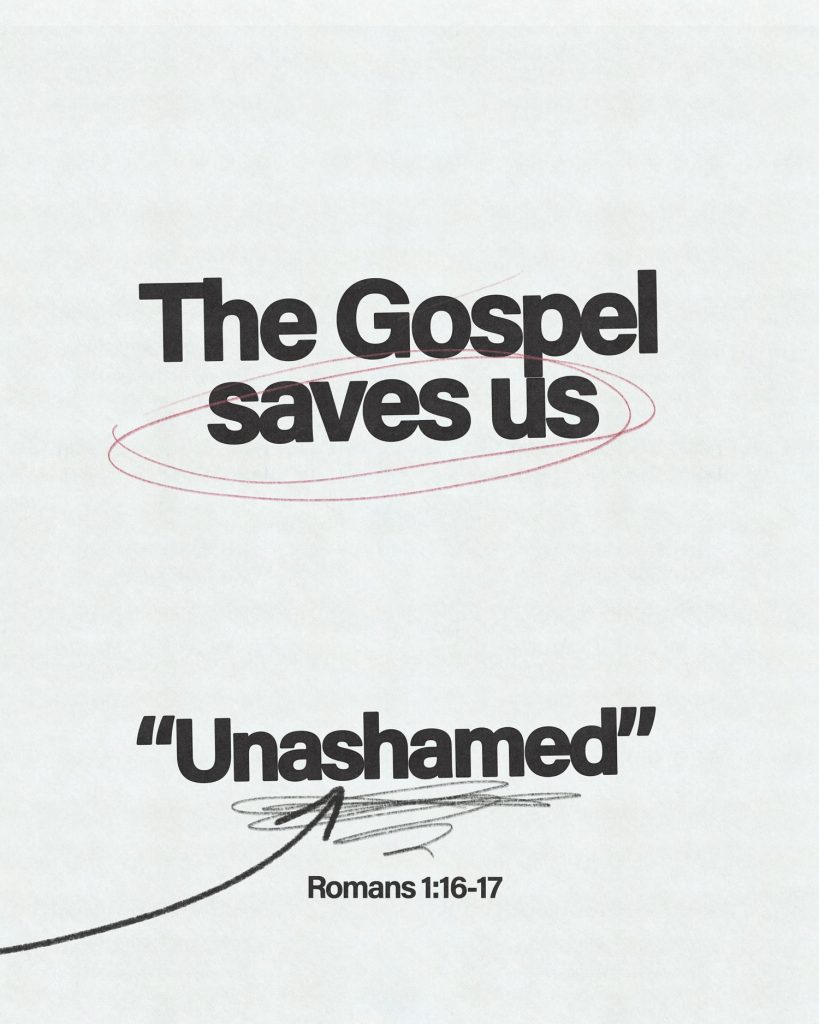 Text graphic that reads "The Gospel saves us."